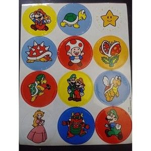 Nintendo of America Super Mario Stickers Vintage 1990's